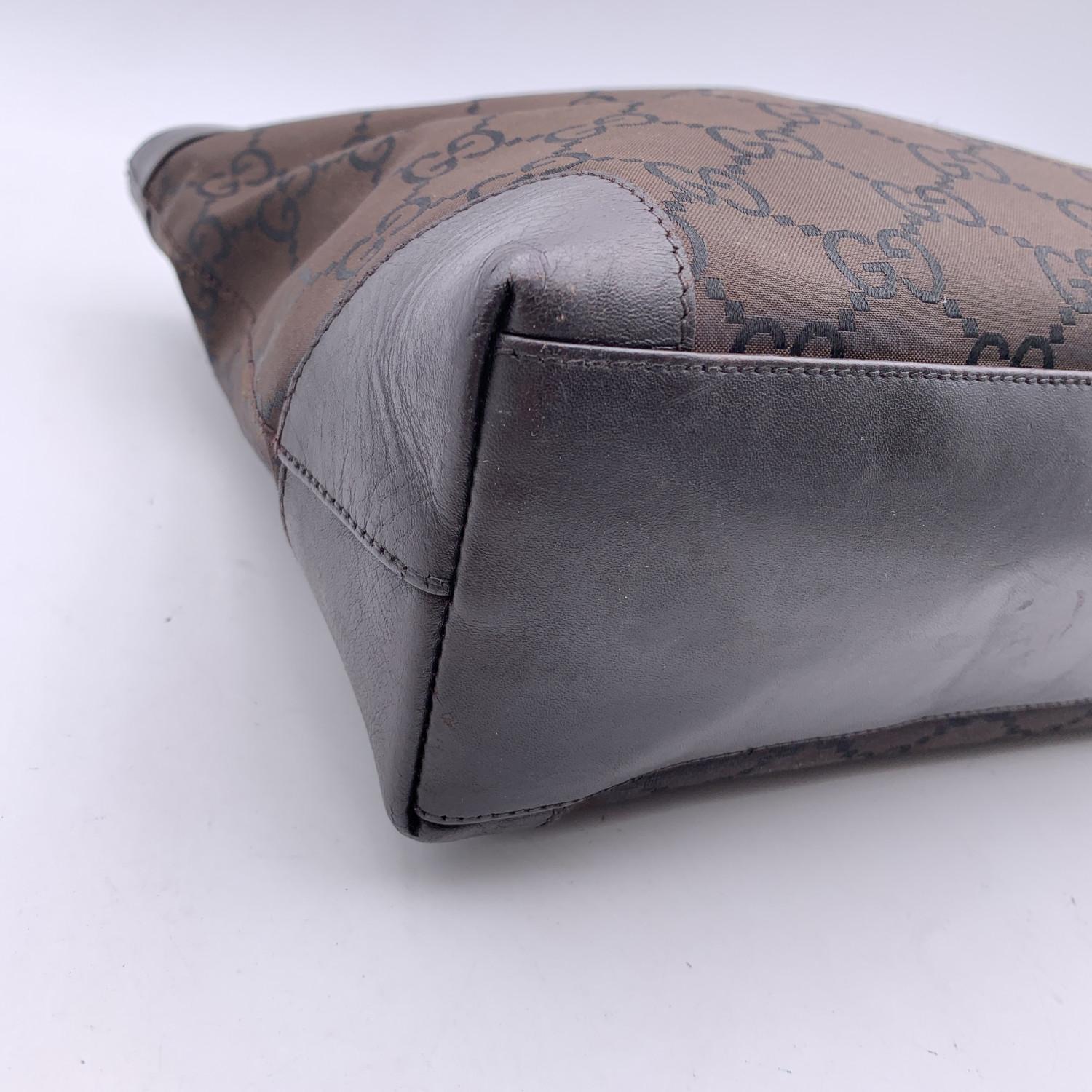 Gucci Brown Monogram Canvas Nylon Tote Bag Handbag 5