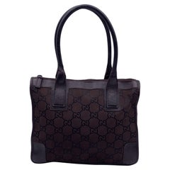 Gucci Brown Monogram Canvas Satchel Bag Handbag Tote