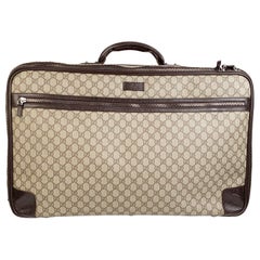 Gucci Brown Monogram Canvas Web Suitcase Travel Bag