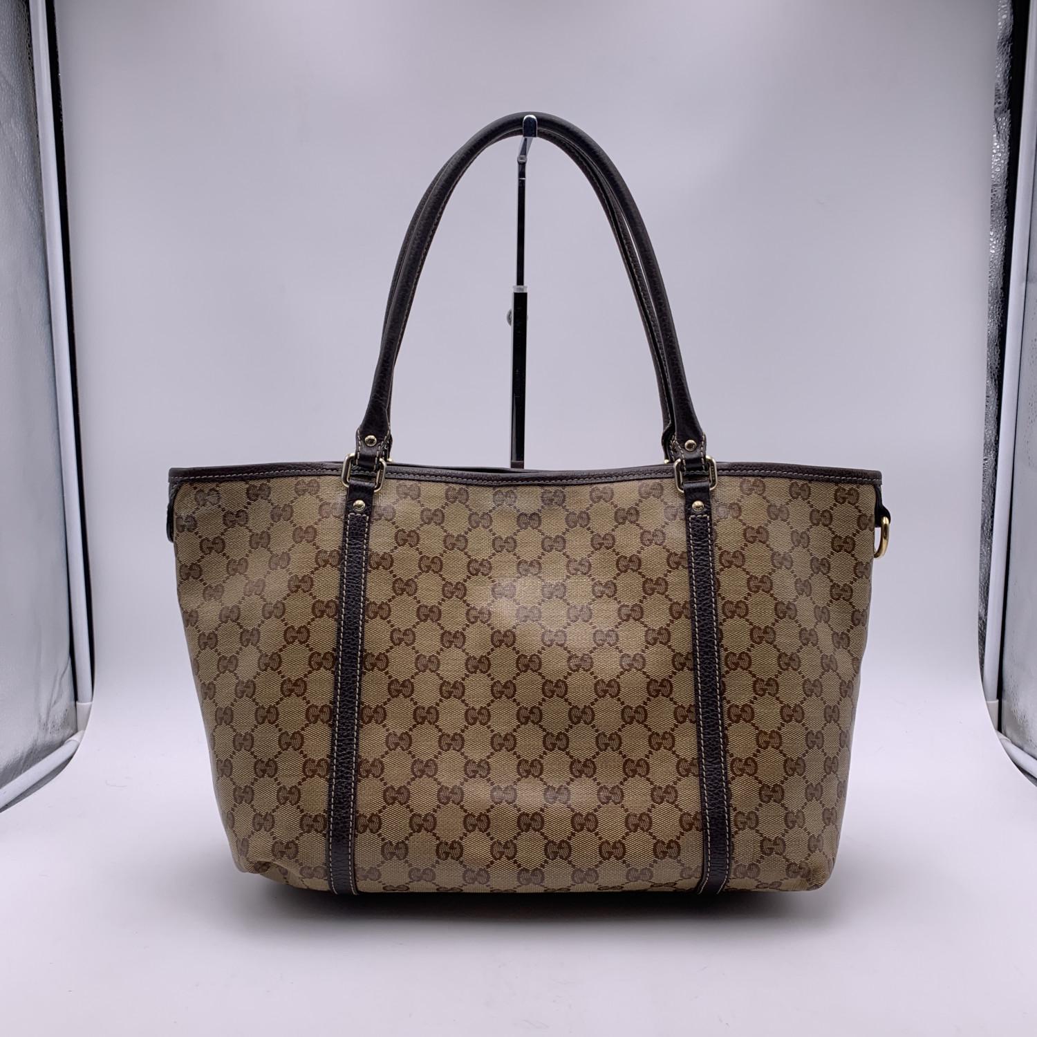 Black Gucci Brown Monogram Crystal Canvas Tote Shoulder Bag Handbag