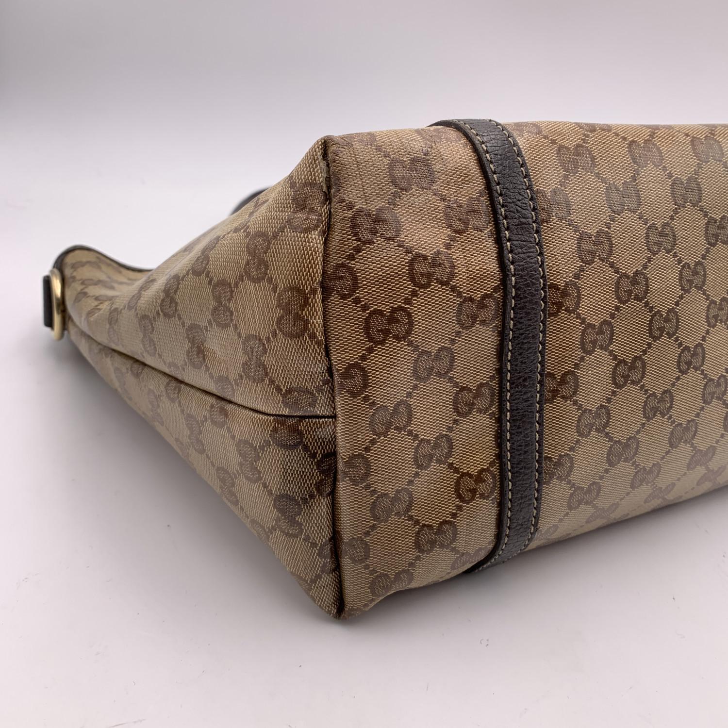 Gucci Brown Monogram Crystal Canvas Tote Shoulder Bag Handbag 2