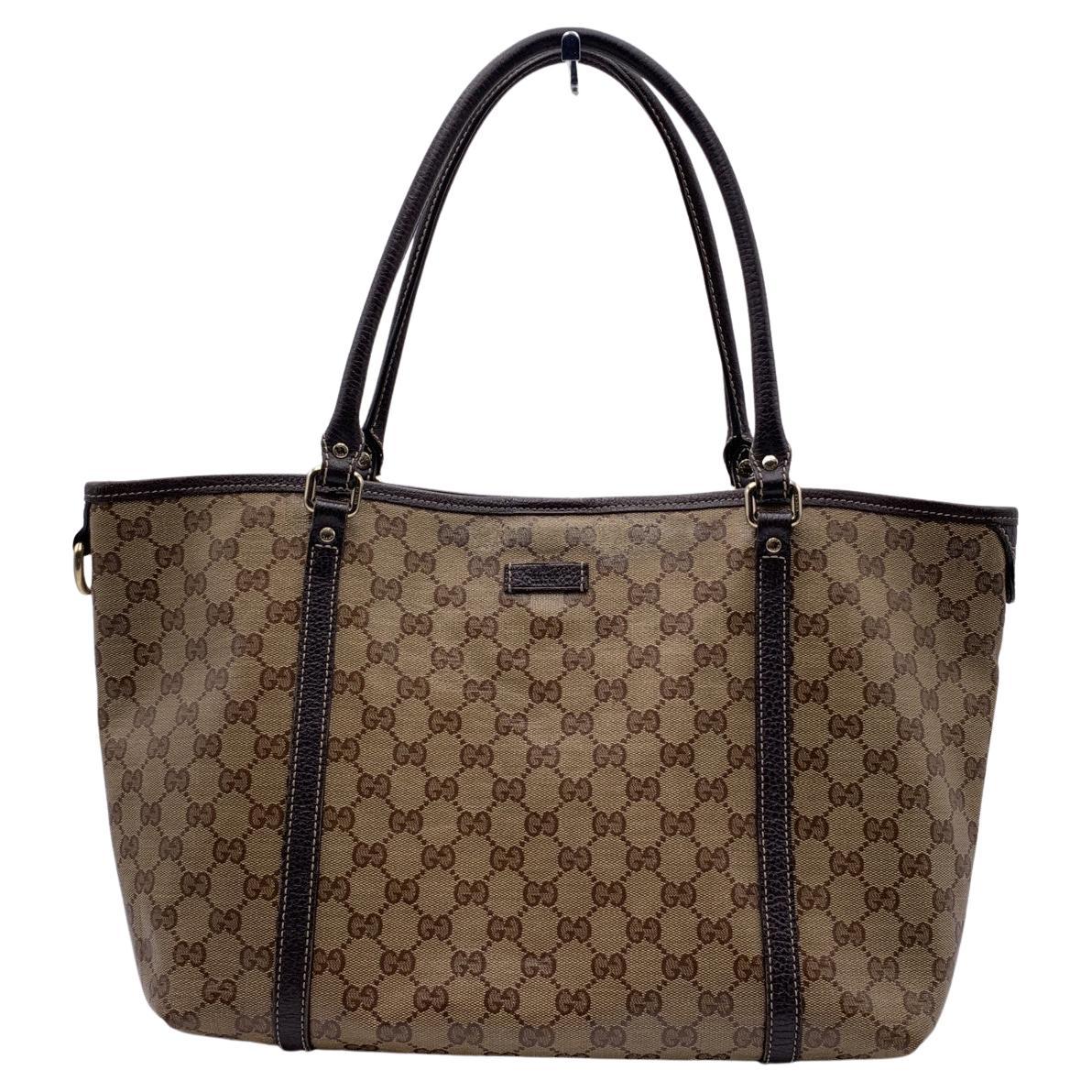 Gucci Brown Monogram Crystal Canvas Tote Shoulder Bag Handbag
