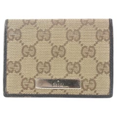 Vintage Gucci Brown Monogram GG Card Holder Wallet case 2gg525