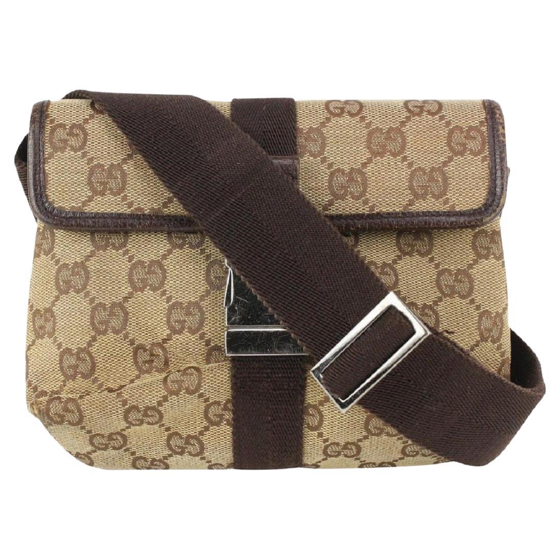 Gucci Brown Monogram GG Waist Pouch Belt Bag Fanny Pack 150ggs729