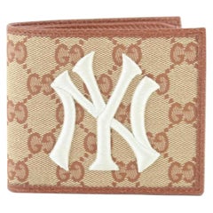 Gucci Brown Monogram Gg Yankees Patch Bifold 8ge0110 Wallet