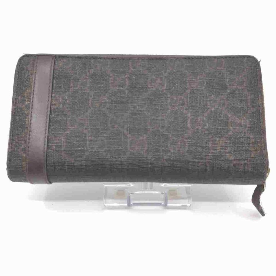 Gucci Brown Monogram Gg Zip Around Long Continental Zippy 860099 Wallet In Good Condition In Dix hills, NY