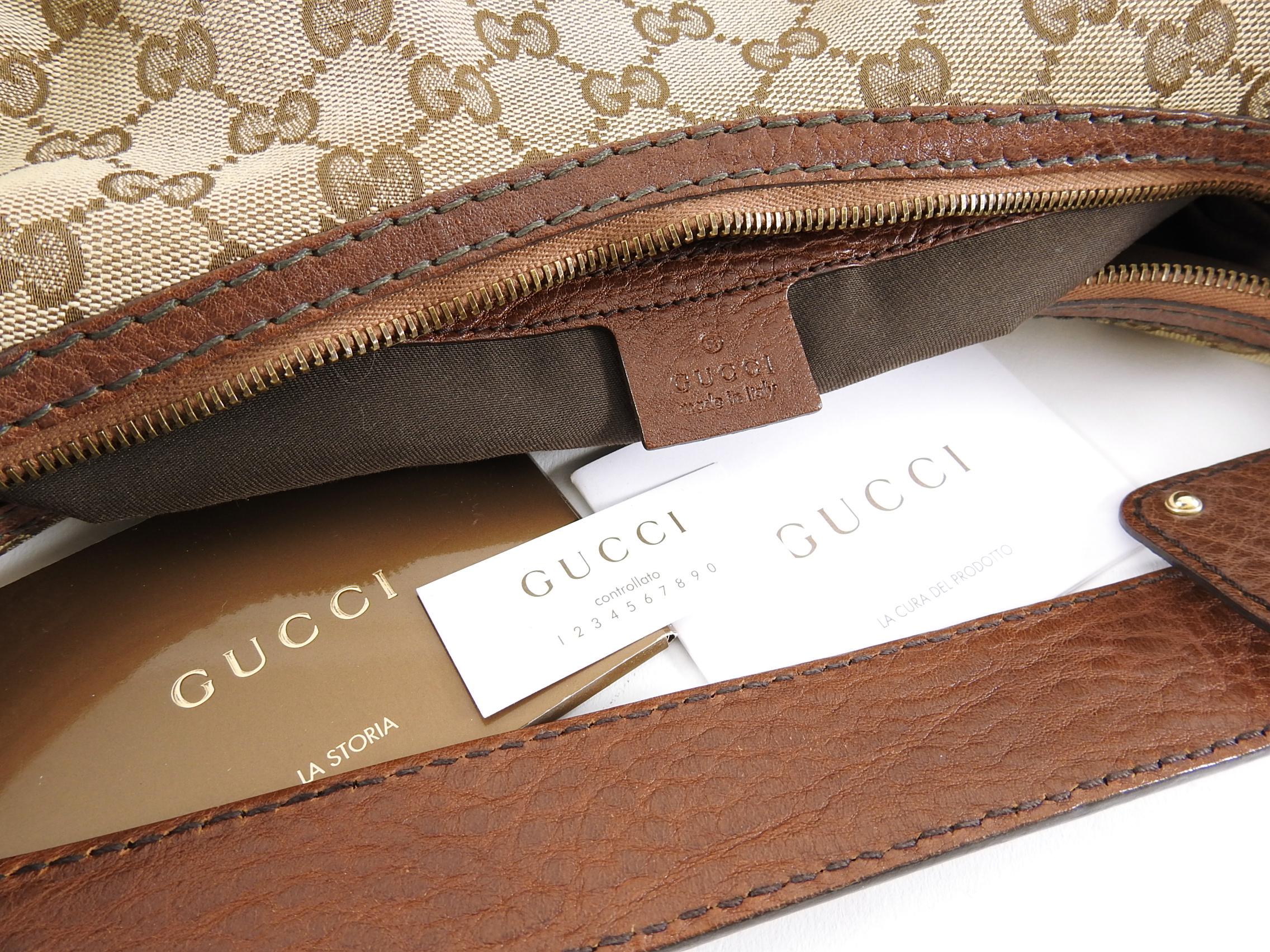 Gucci Brown Monogram Guccissima Jockey Hobo Medium Bag For Sale 6