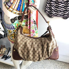 Gucci Brown Monogram Guccissima Jockey Hobo Medium Bag