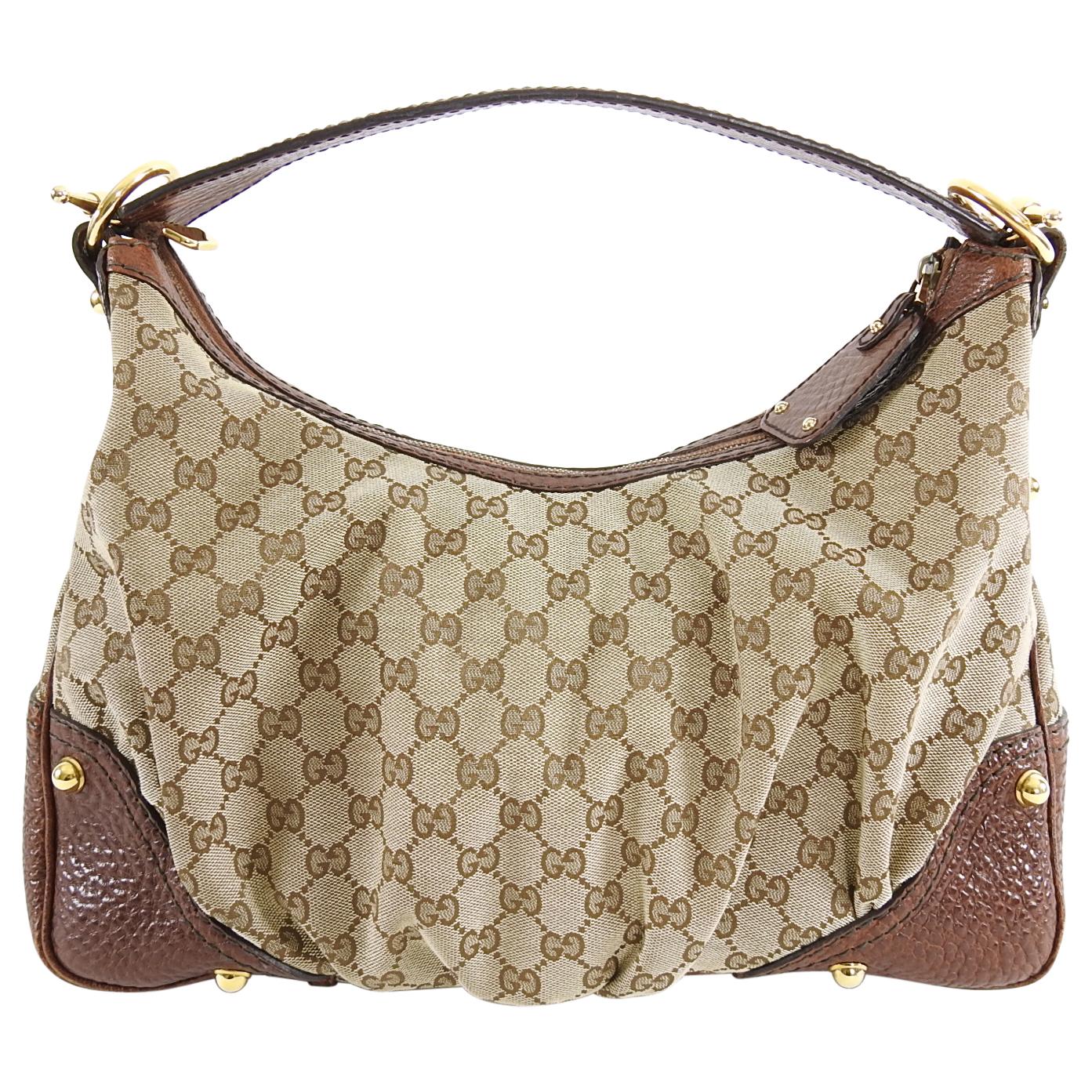 Gucci Brown Monogram Guccissima Jockey Hobo Medium Bag In Excellent Condition For Sale In Toronto, ON
