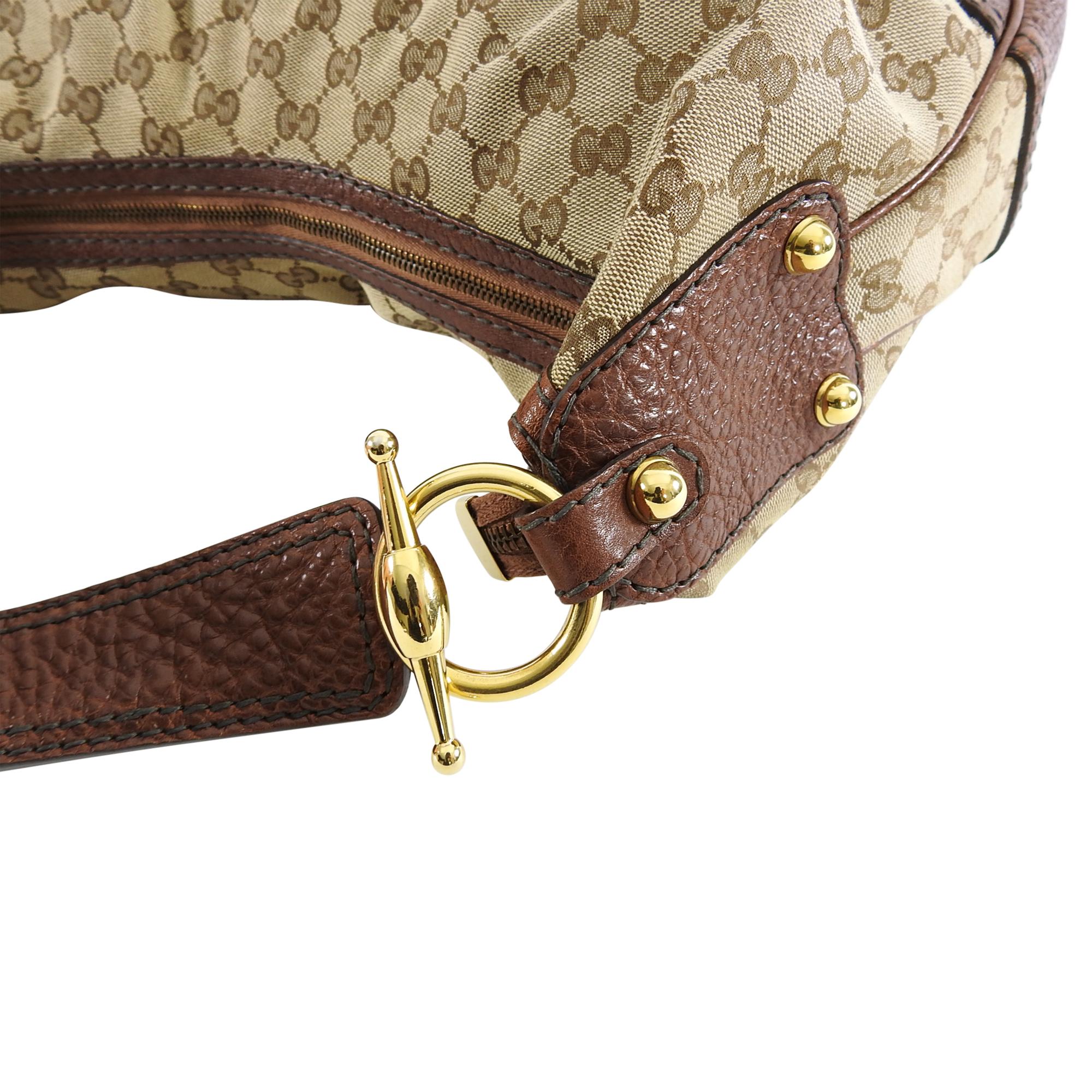Gucci Brown Monogram Guccissima Jockey Hobo Medium Bag For Sale 3
