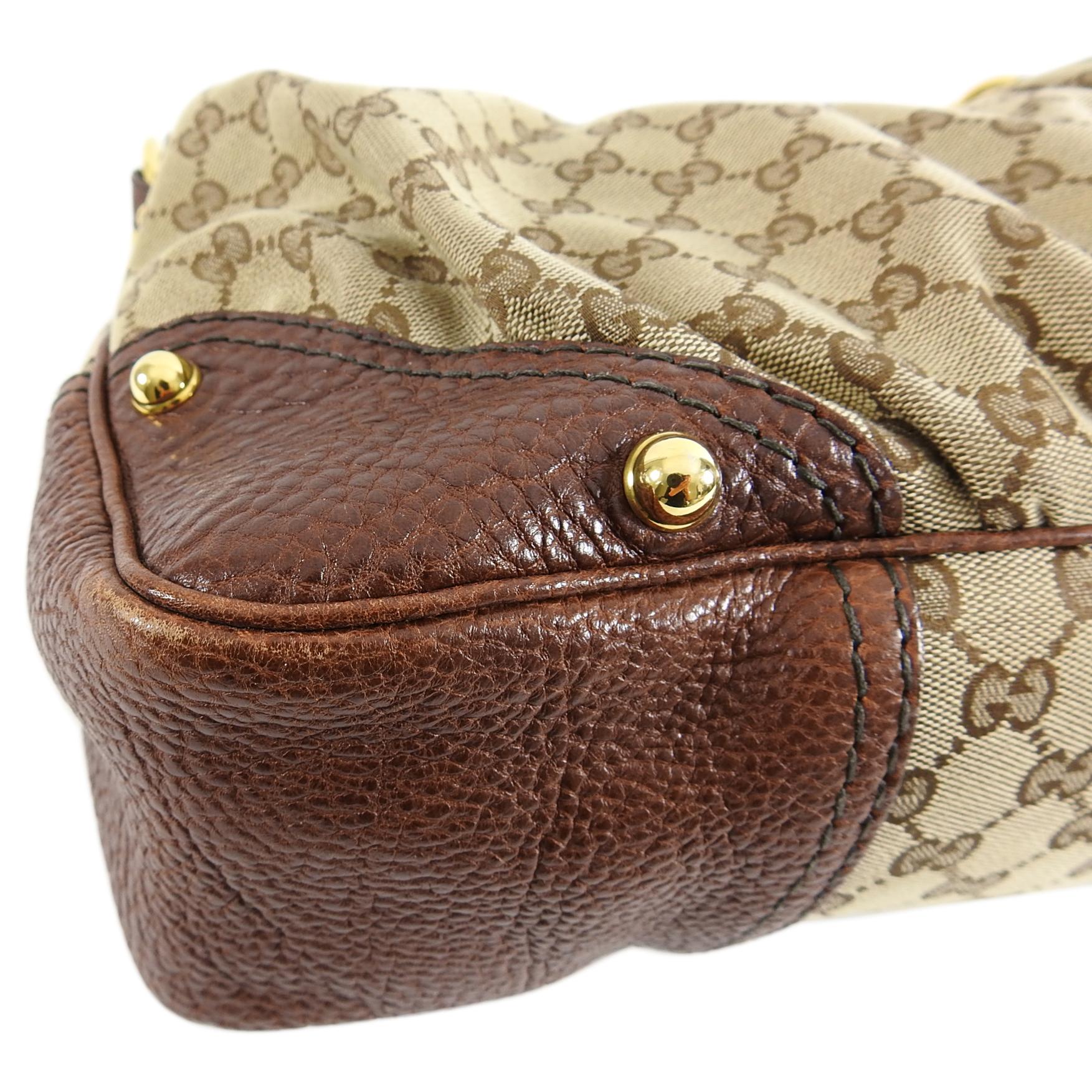 Gucci Brown Monogram Guccissima Jockey Hobo Medium Bag For Sale 5