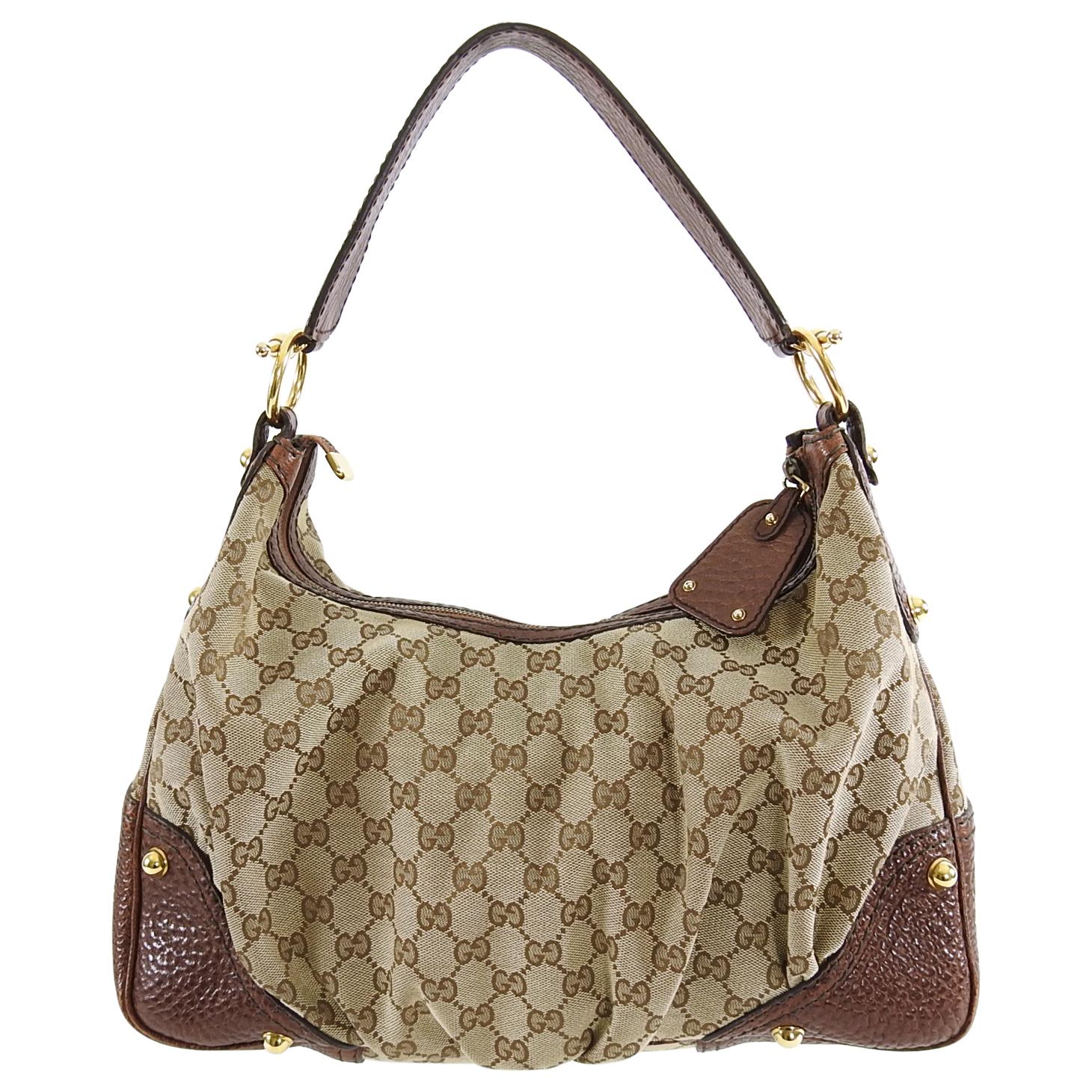 Gucci Brown Monogram Guccissima Jockey Hobo Medium Bag For Sale