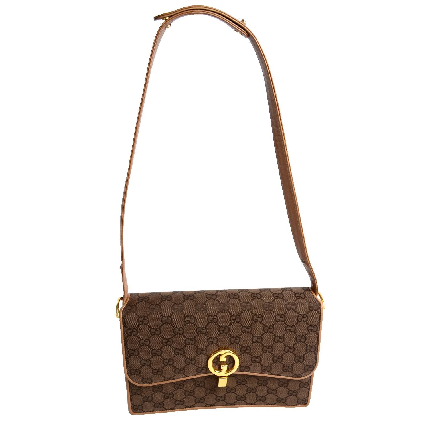 Women's Gucci Brown Monogram Handbag Guccissima Vintage Bag