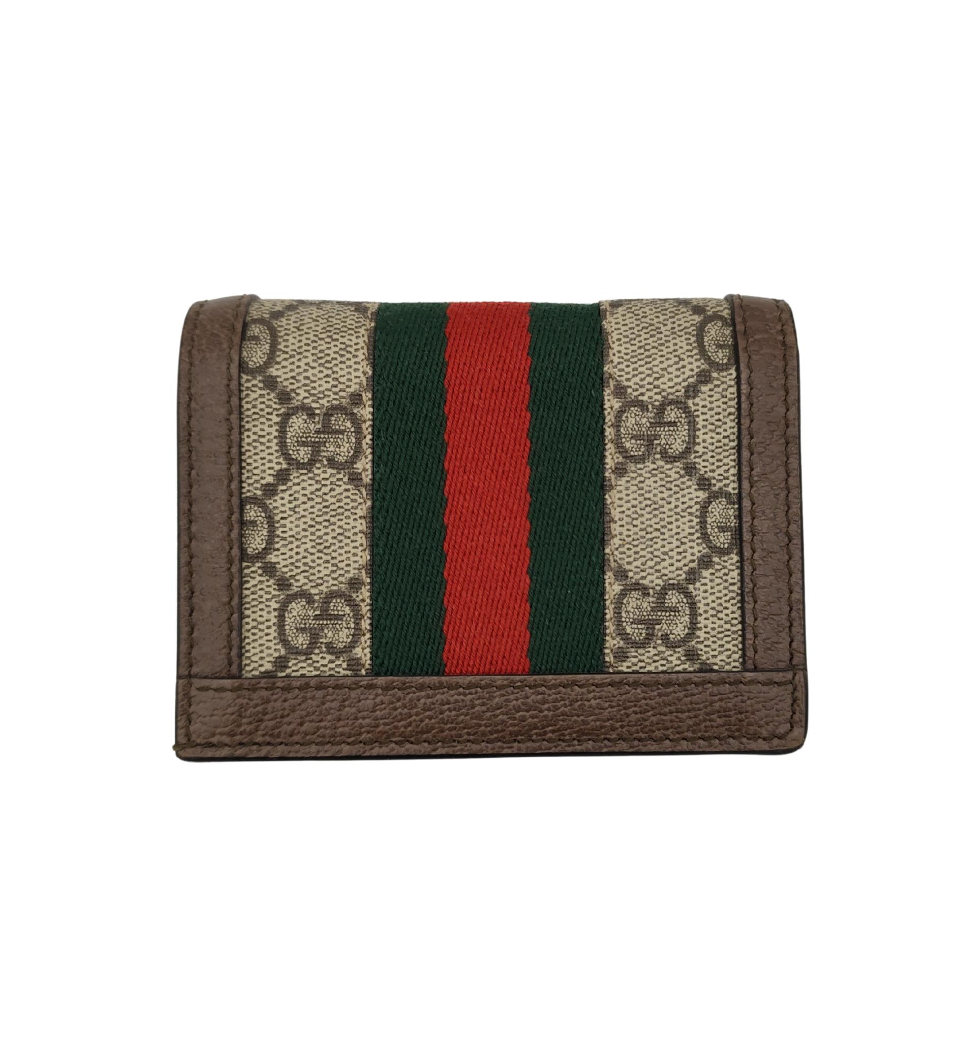 Nero Portafoglio Gucci Monogram Ophidia marrone in vendita