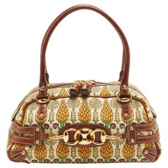 Gucci Brown/Multicolor Pigna Canvas and Leather Satchel