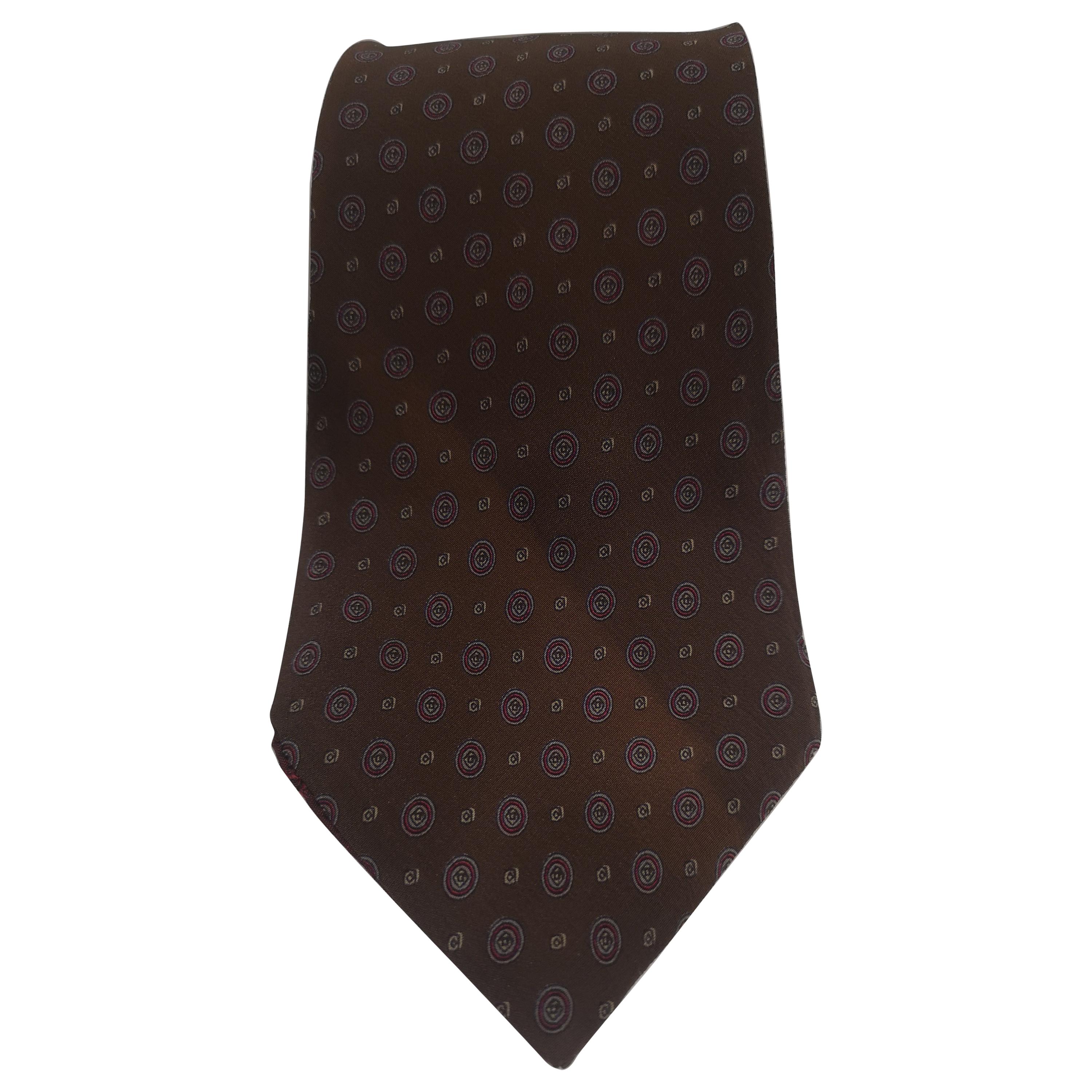 Gucci brown multicoloured silk tie