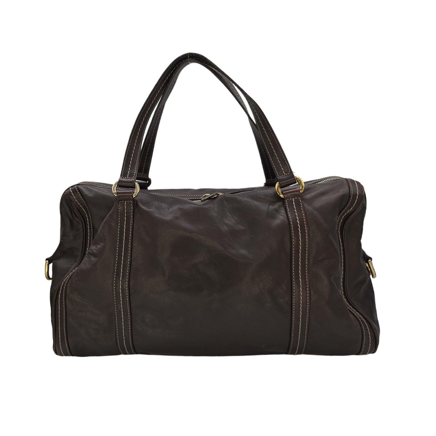 Black Gucci Brown Nappa Duchessa Large Boston Bag For Sale