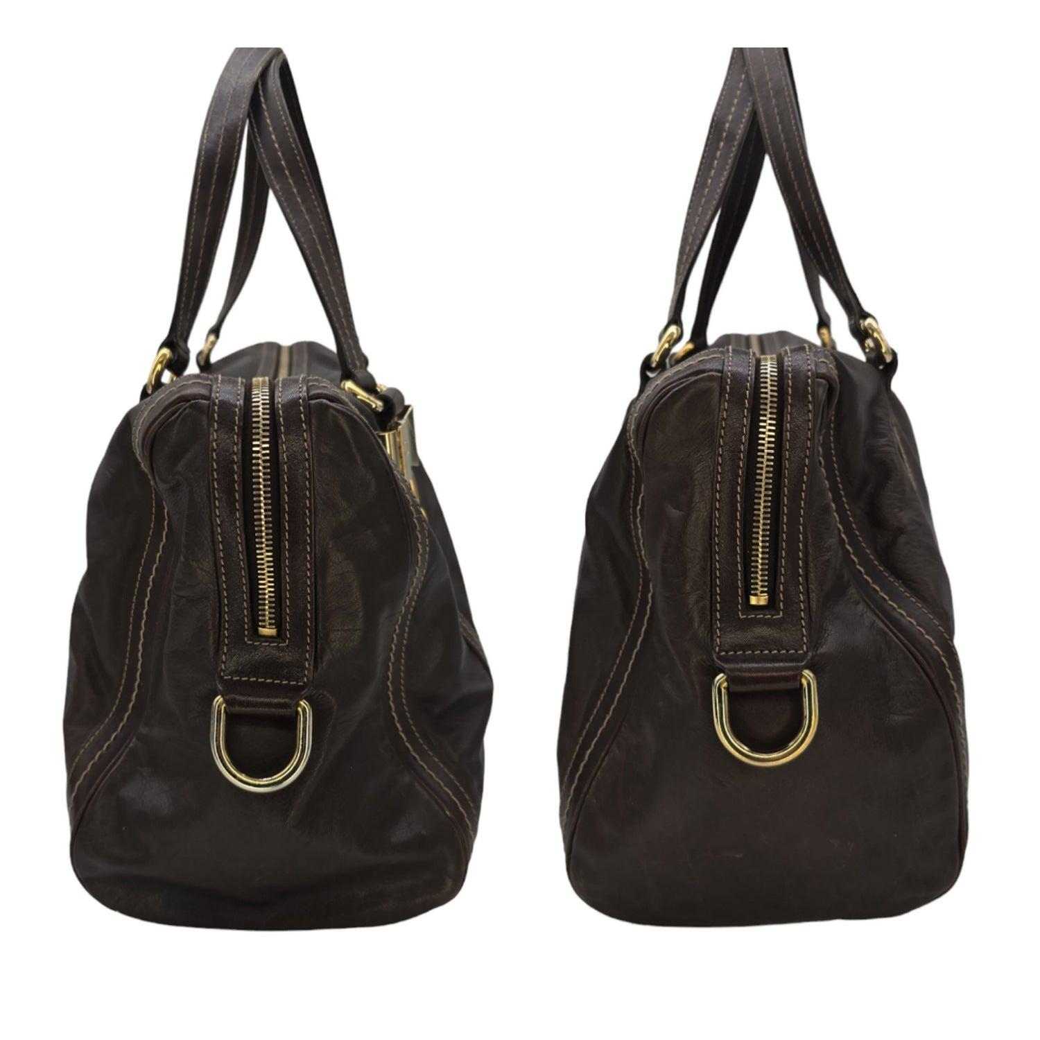 Gucci Brown Nappa Duchessa Large Boston Bag In Good Condition For Sale In Scottsdale, AZ