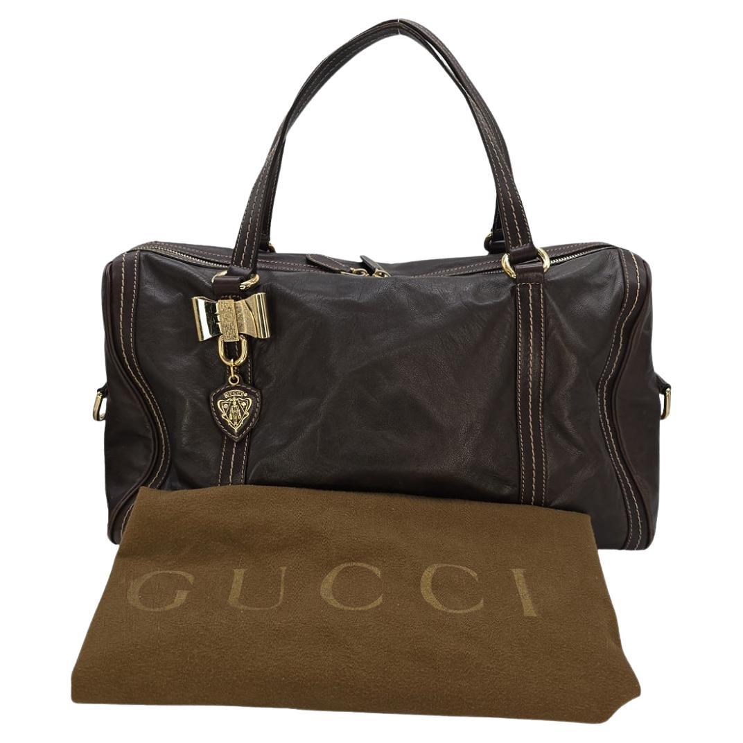 Gucci Brown Nappa Duchessa Large Boston Bag For Sale