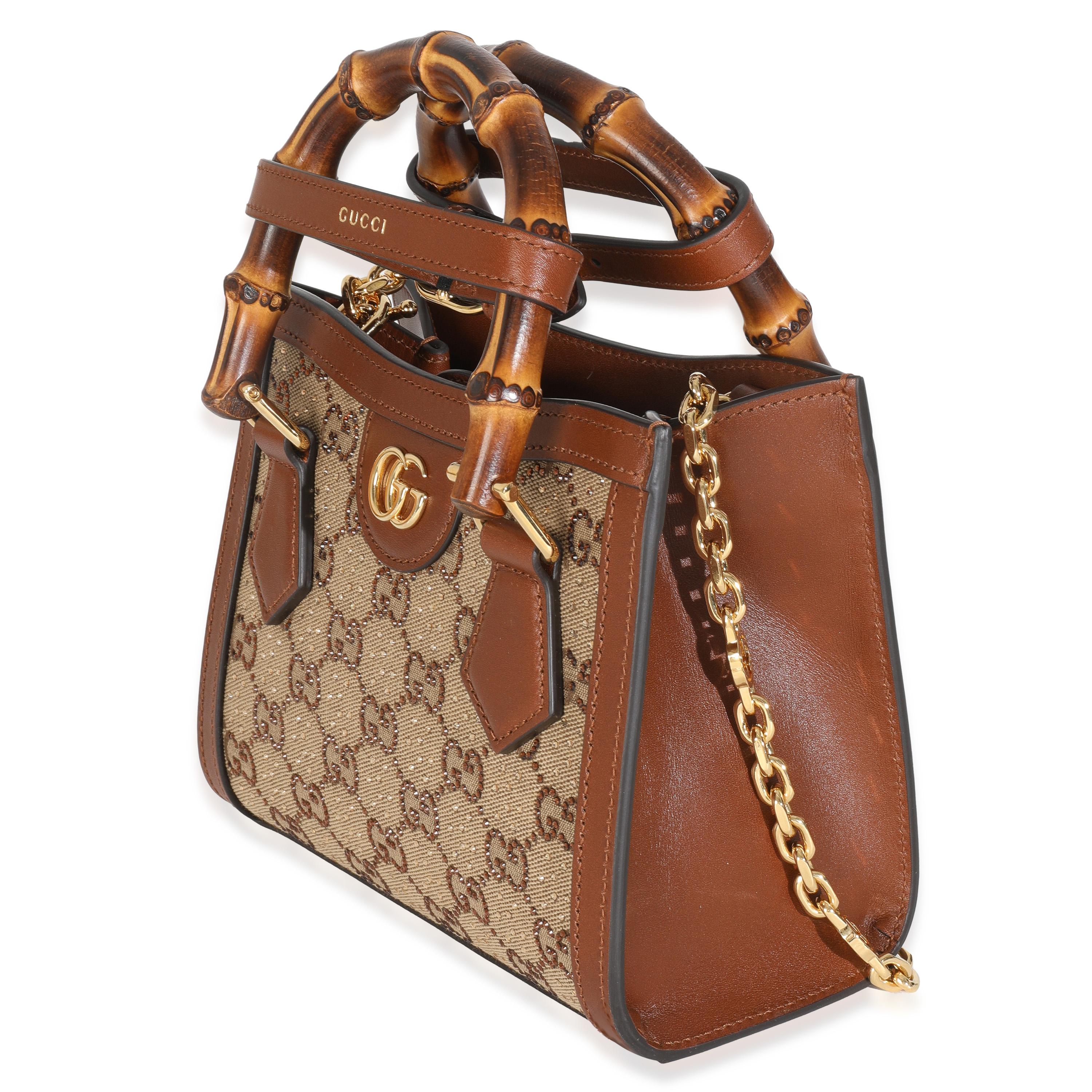 Gucci Tote Diana Mini in pelle di vitello &New Canvas Charisma con cristalli GG e monogramma In condizioni ottime in vendita a New York, NY