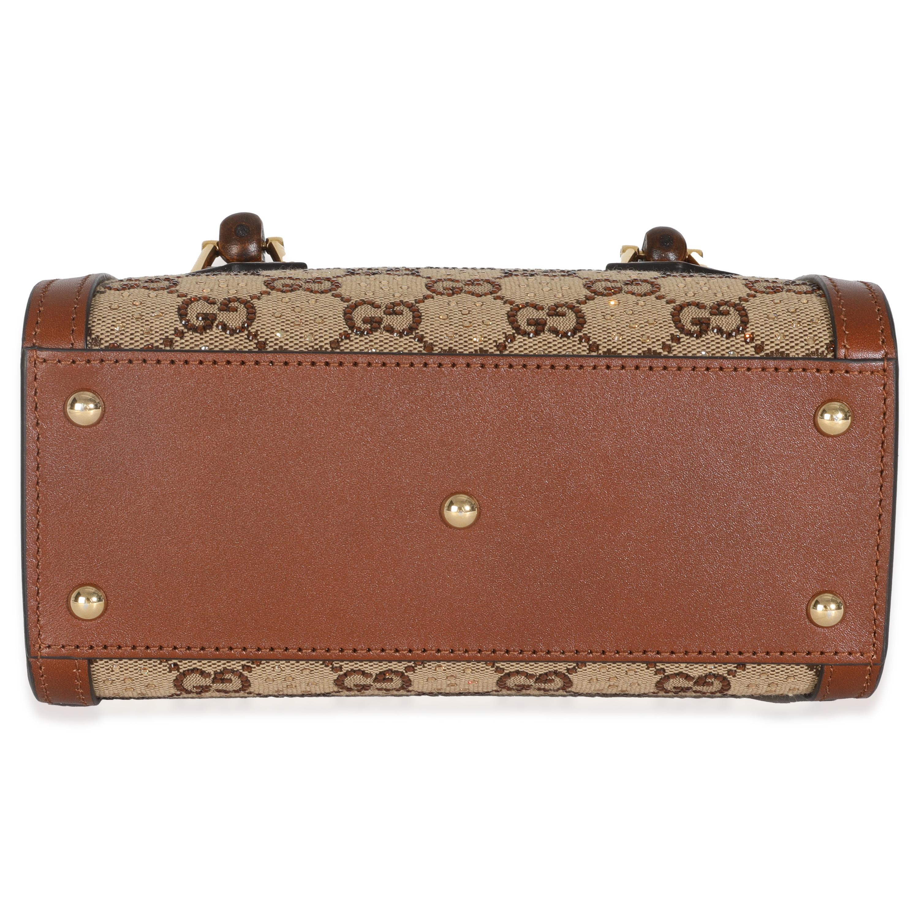 Gucci Tote Diana Mini in pelle di vitello &New Canvas Charisma con cristalli GG e monogramma in vendita 2