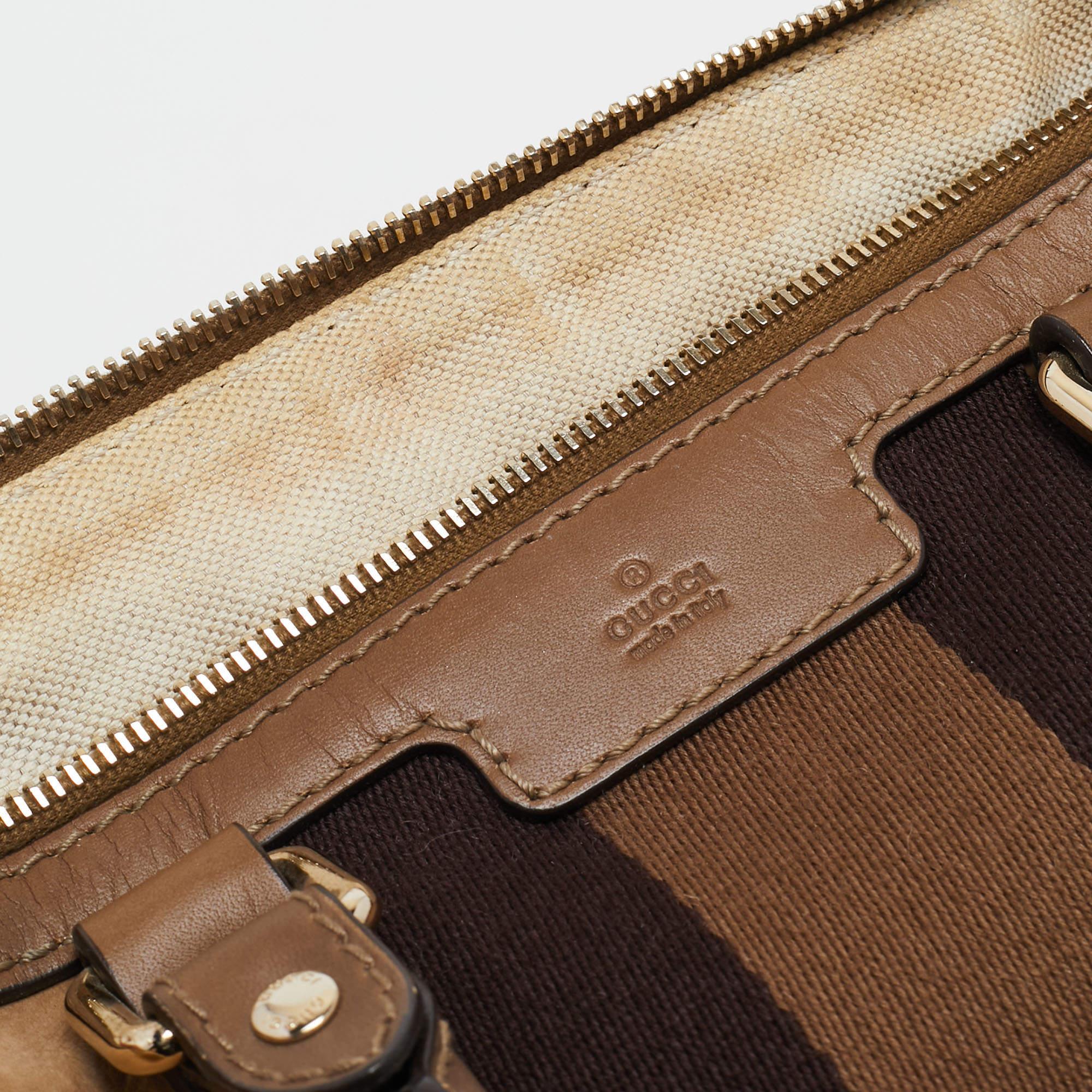 Gucci Brown Nubuck and Leather Medium Vintage Web Boston Bag 8