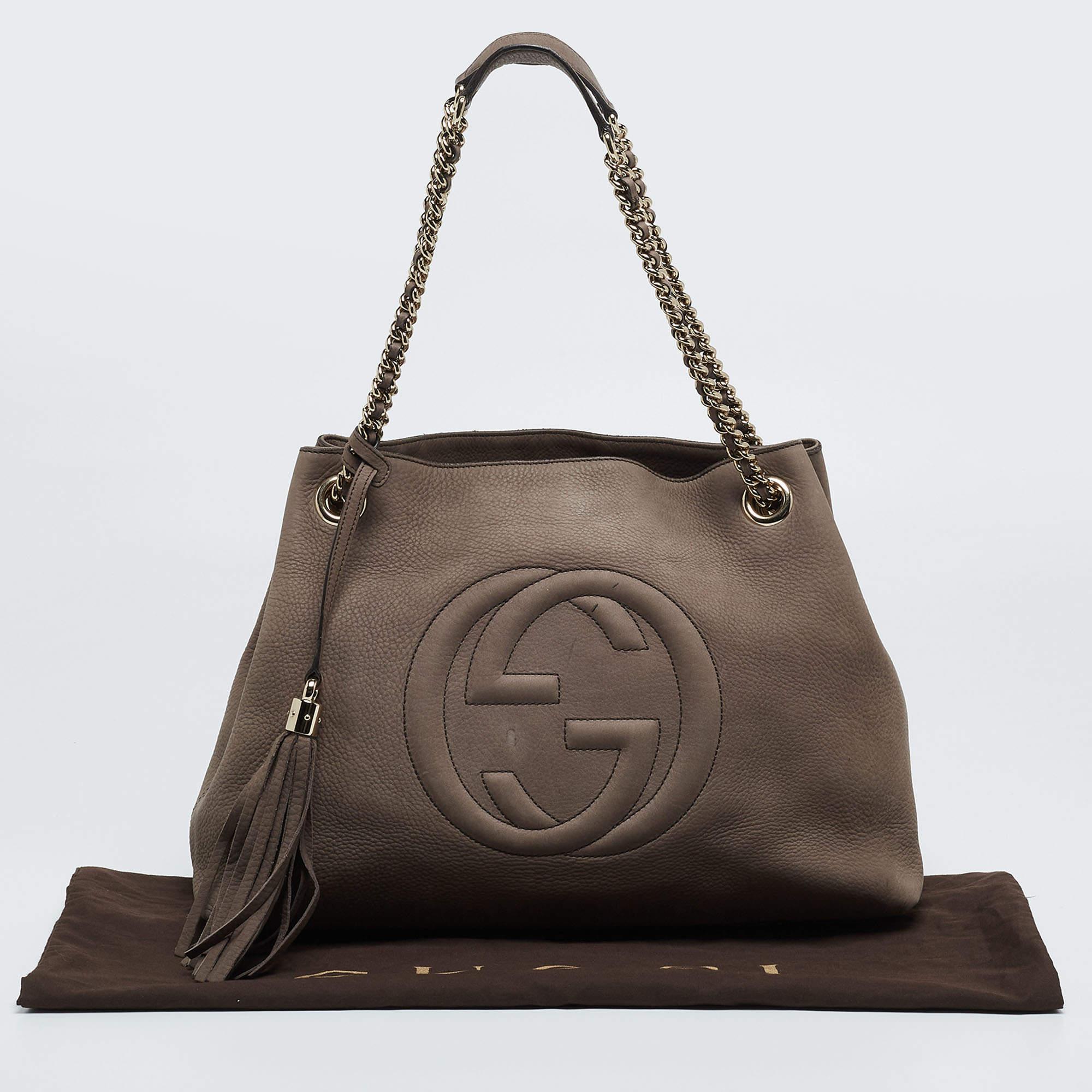 Gucci Brown Nubuck Leather Medium Soho Chain Shoulder Bag 7