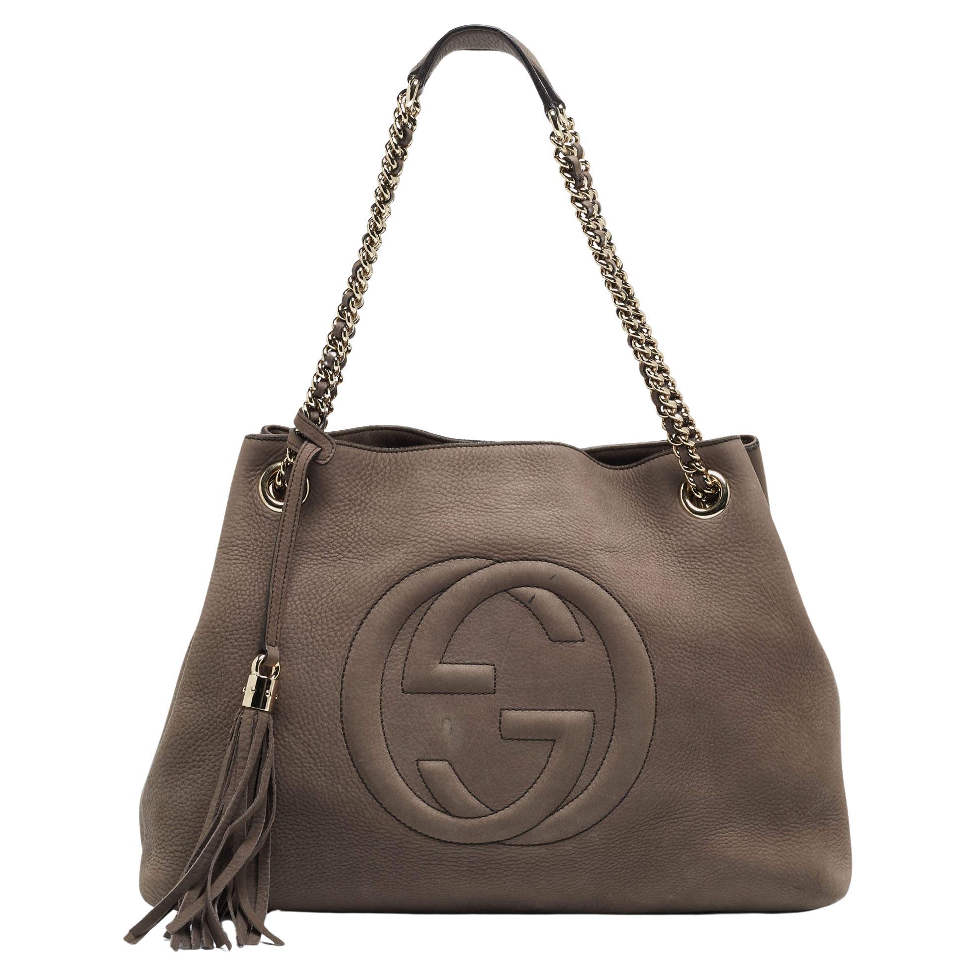 Gucci Brown Nubuck Leather Medium Soho Chain Shoulder Bag
