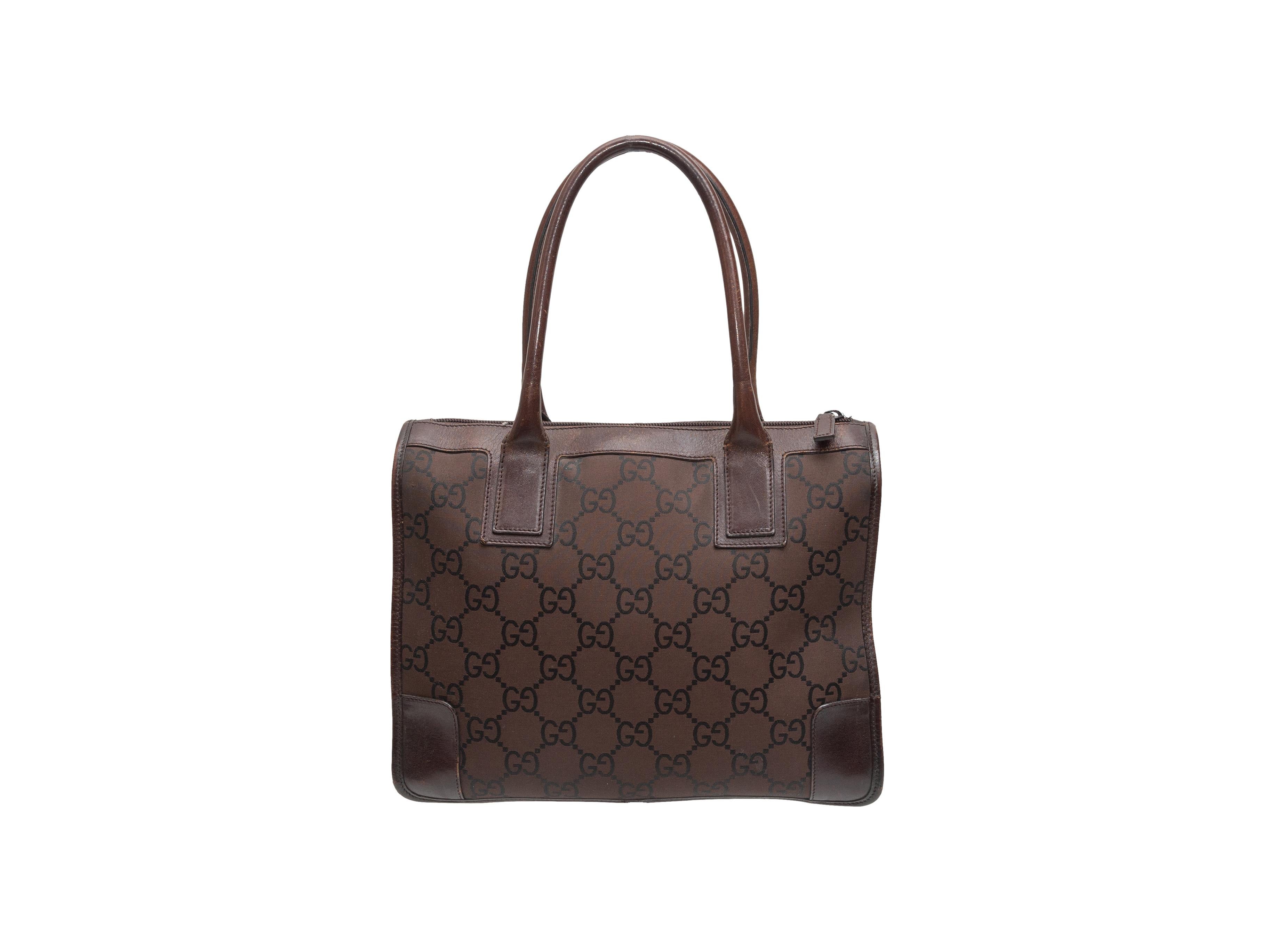 Black Gucci Brown Nylon Monogram Tote