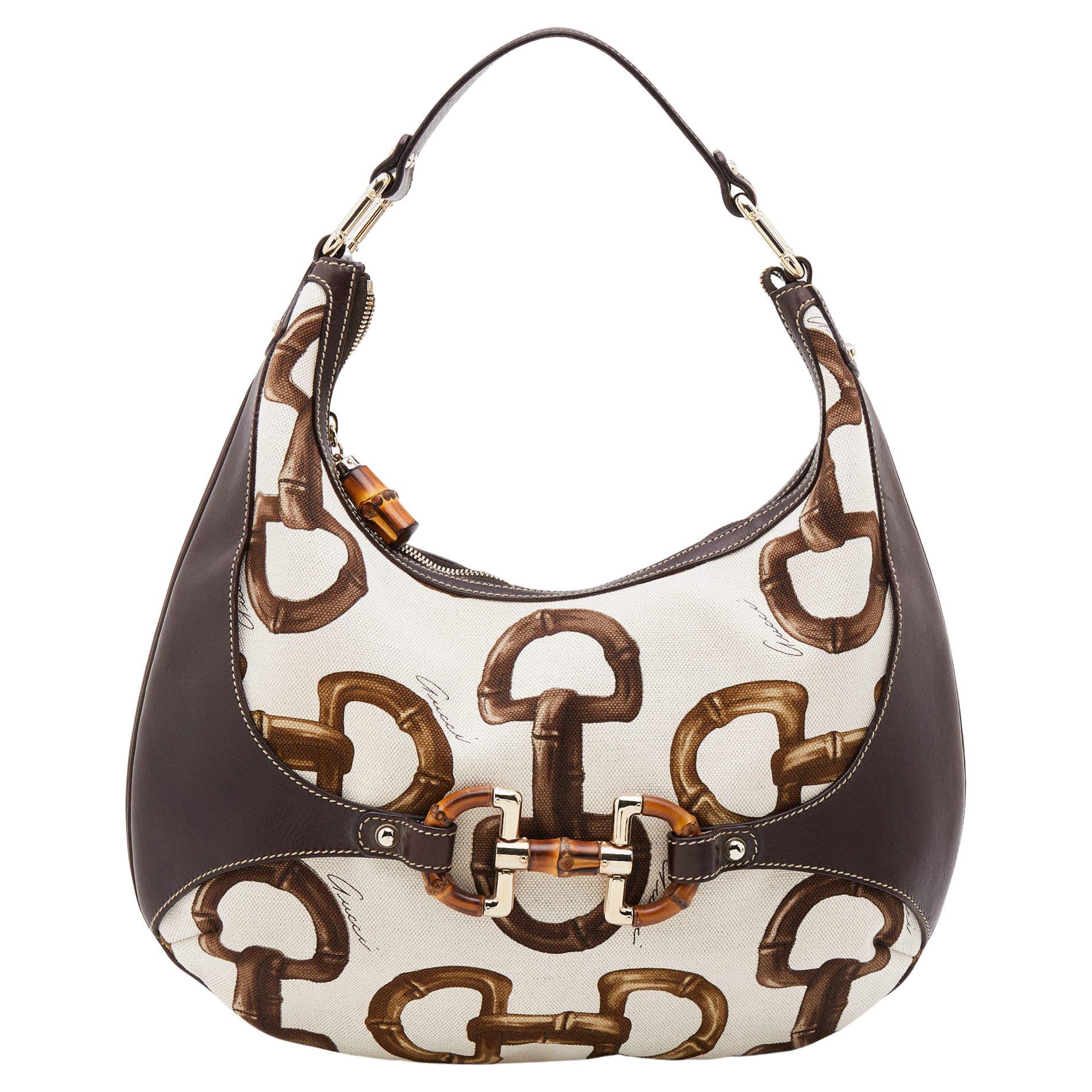 Gucci Brown Monogram Leather Hobo Bag GHW For Sale at 1stDibs