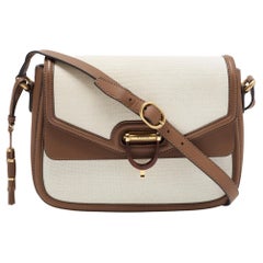 Gucci Brown/Off White Canvas and Leather Derby Shoulder Bag