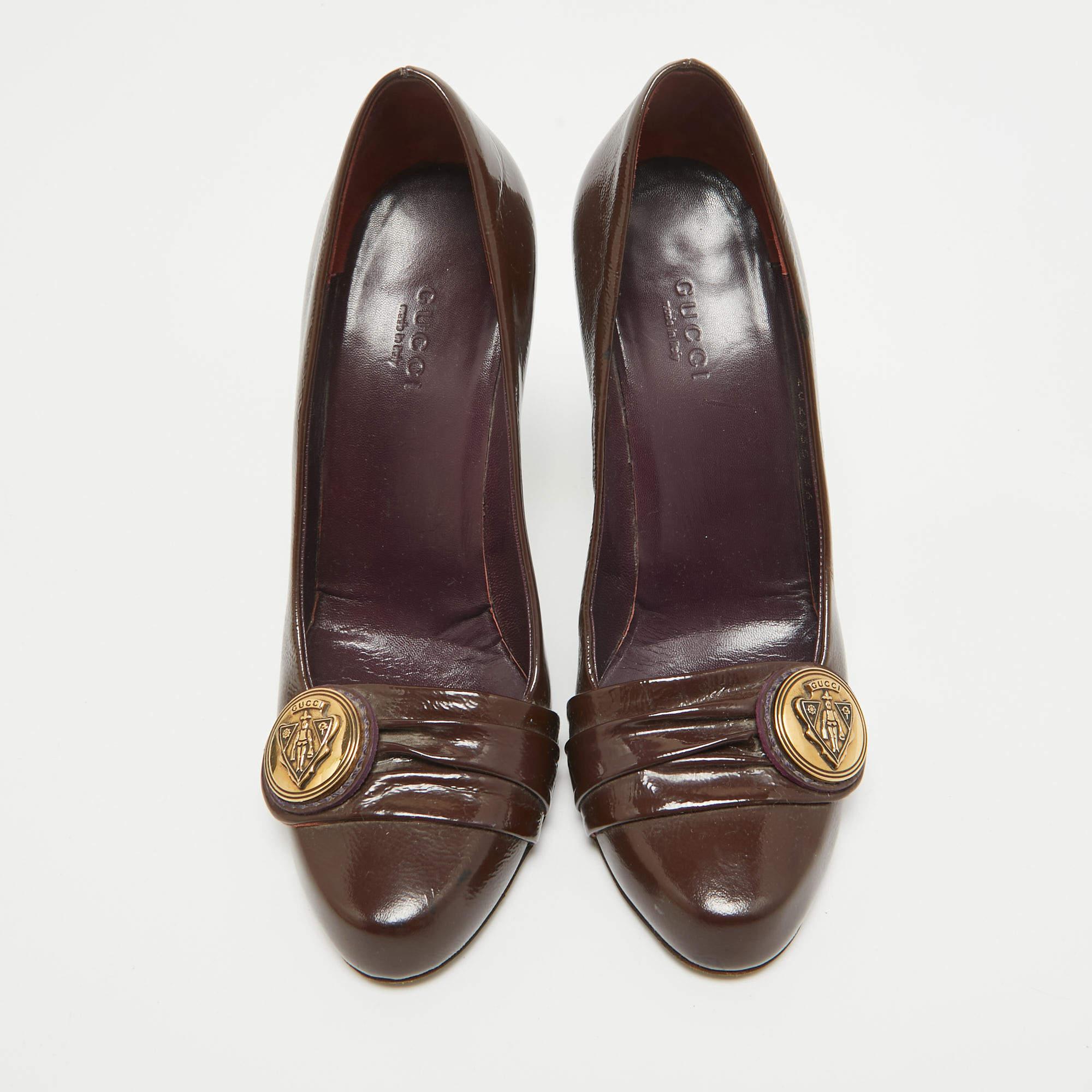 Bombas Gucci Hysteria de charol marrón talla 36 Negro en venta