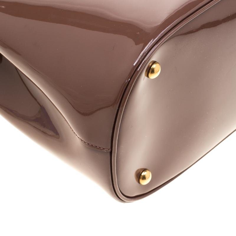 Gucci Brown Patent Leather Medium Bright Bit Top Handle Bag 6