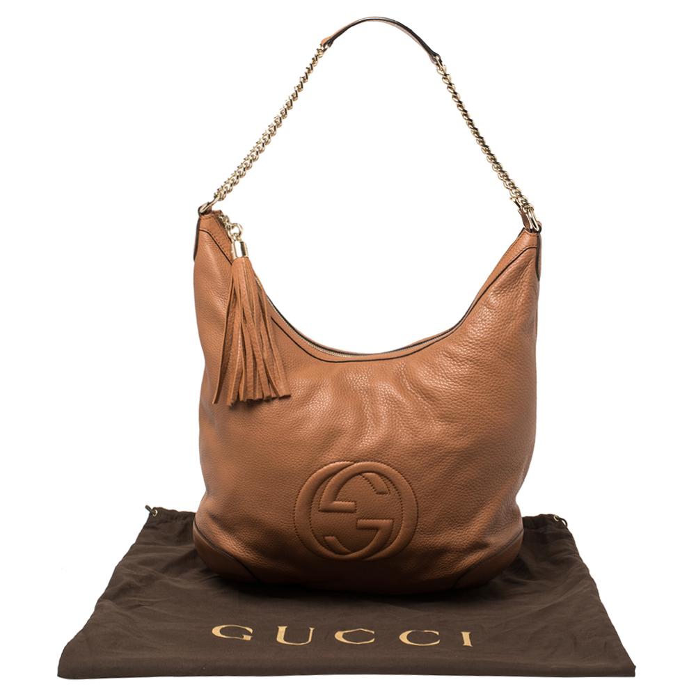 Gucci Brown Pebbled Leather Soho Chain Hobo 9