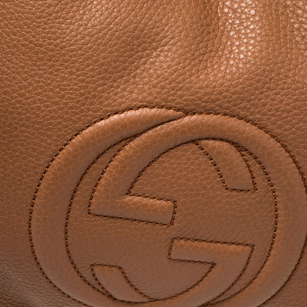 Gucci Brown Pebbled Leather Soho Chain Hobo 2