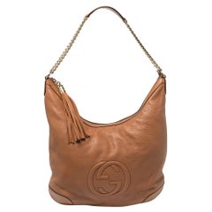 Gucci Brown Pebbled Leather Soho Chain Hobo