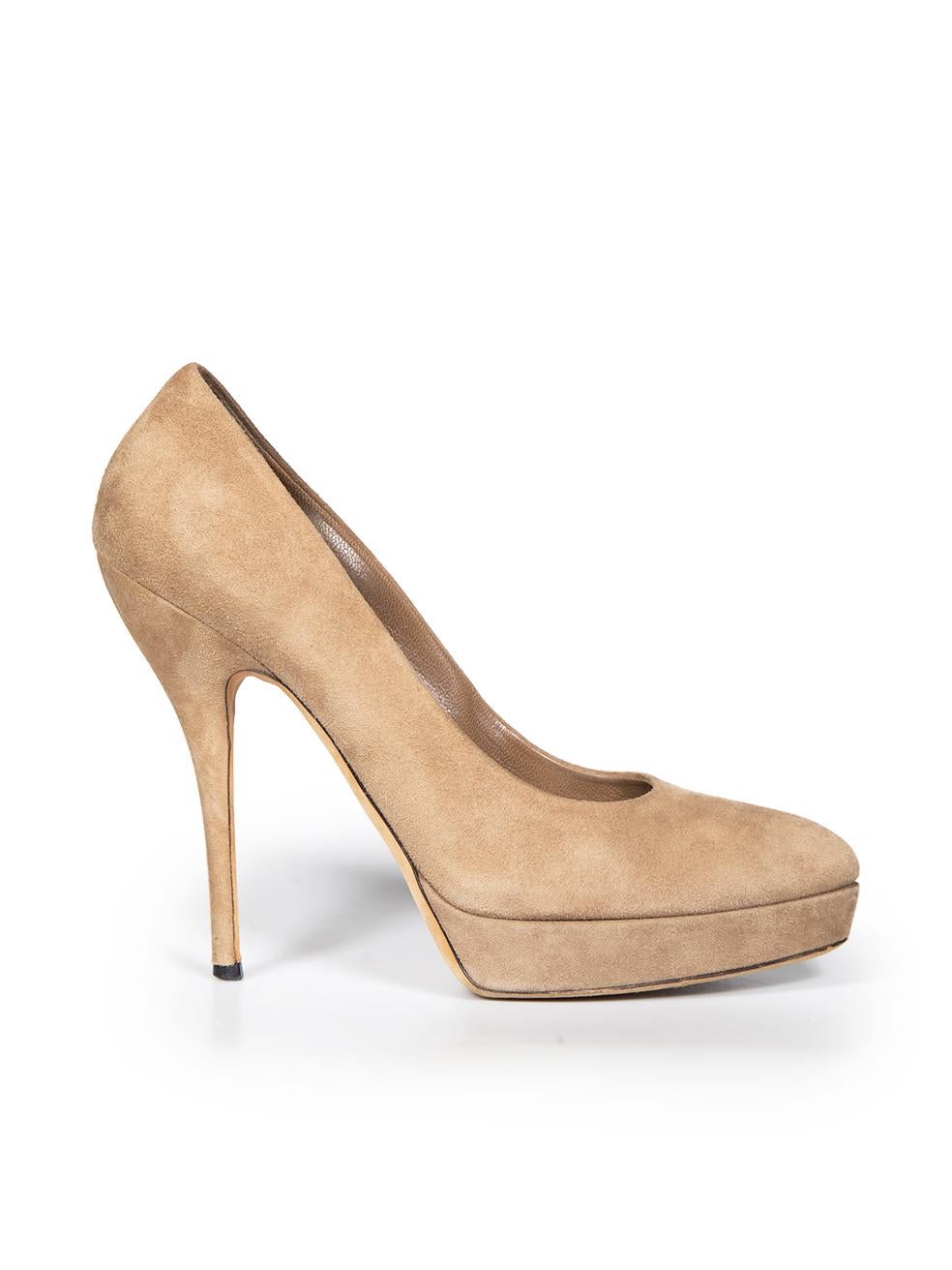 Gucci Brown Platform Suede Pumps Size IT 38.5 For Sale