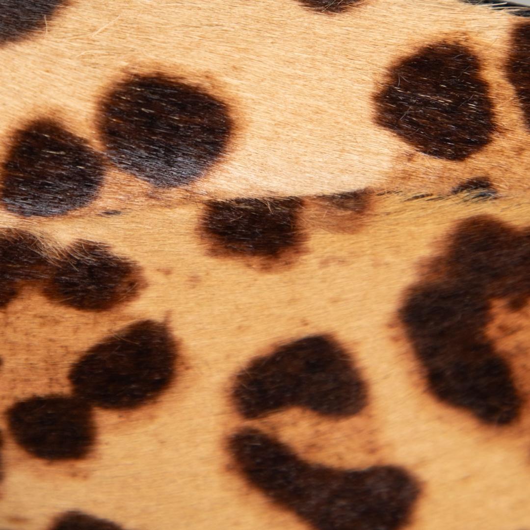 Women's Gucci Brown Pony Hair Leopard Print Wedges Size IT 37 For Sale