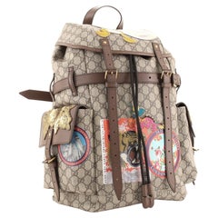 Gucci Brown Print GG Supreme Coated Canvas Donald Duck with Applique Backpack 