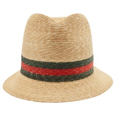Gucci Brown Printed Straw Hat M