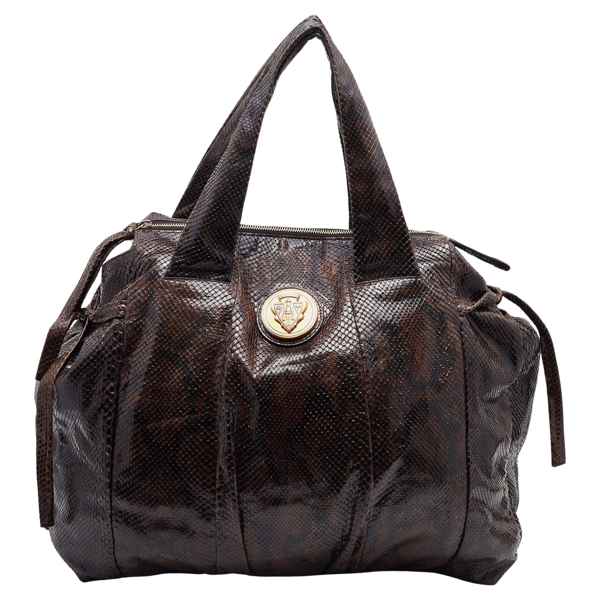 Gucci Brown Python Large Hysteria Tote For Sale