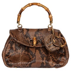 Gucci Brown Python Leather Vintage Large Classic Bamboo Top Handle (Micro Charm)