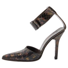 Gucci Braun Python Spitze Zehe Knöchelriemen Sandalen Größe 36