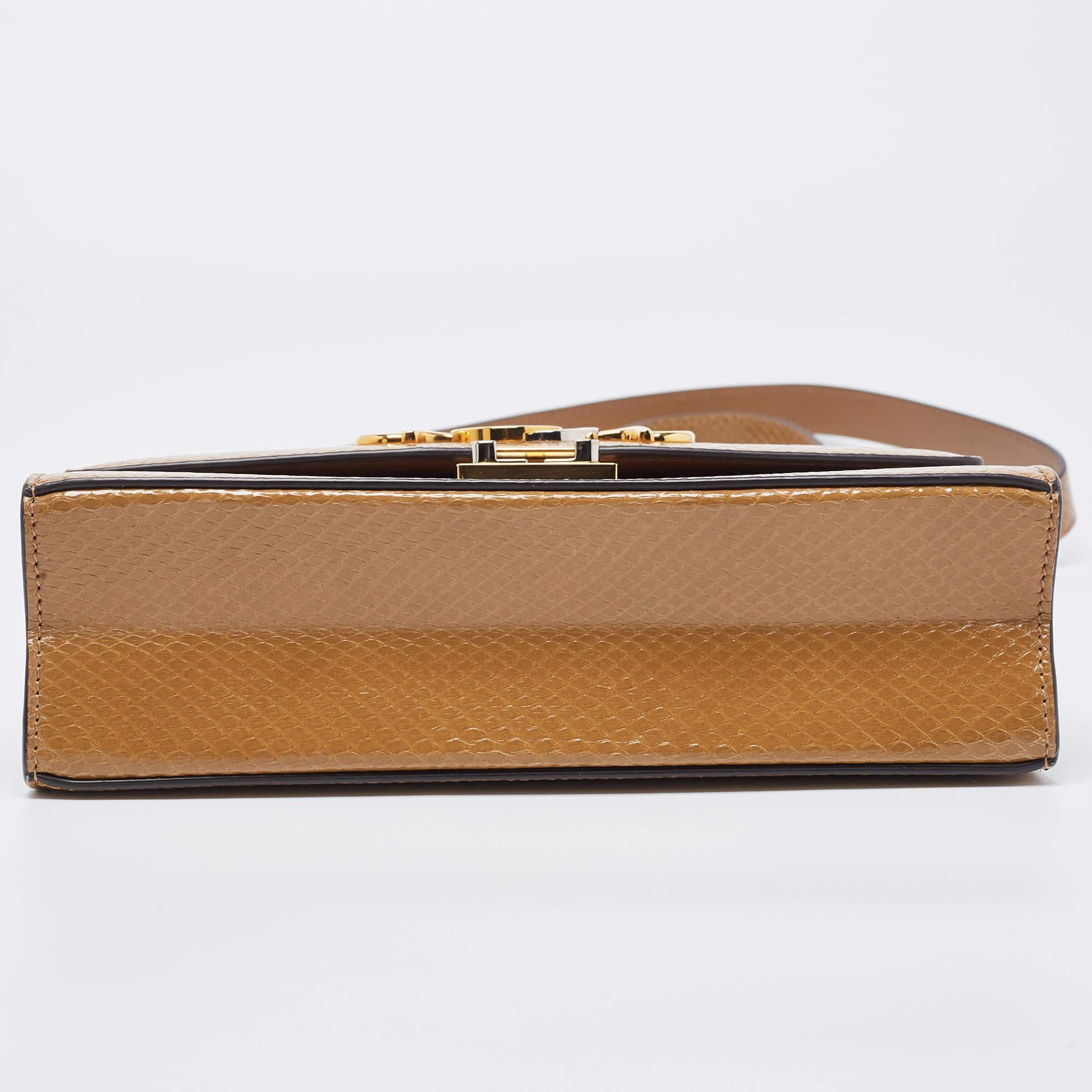 Gucci Brown Python Small Zumi Shoulder Bag For Sale 9