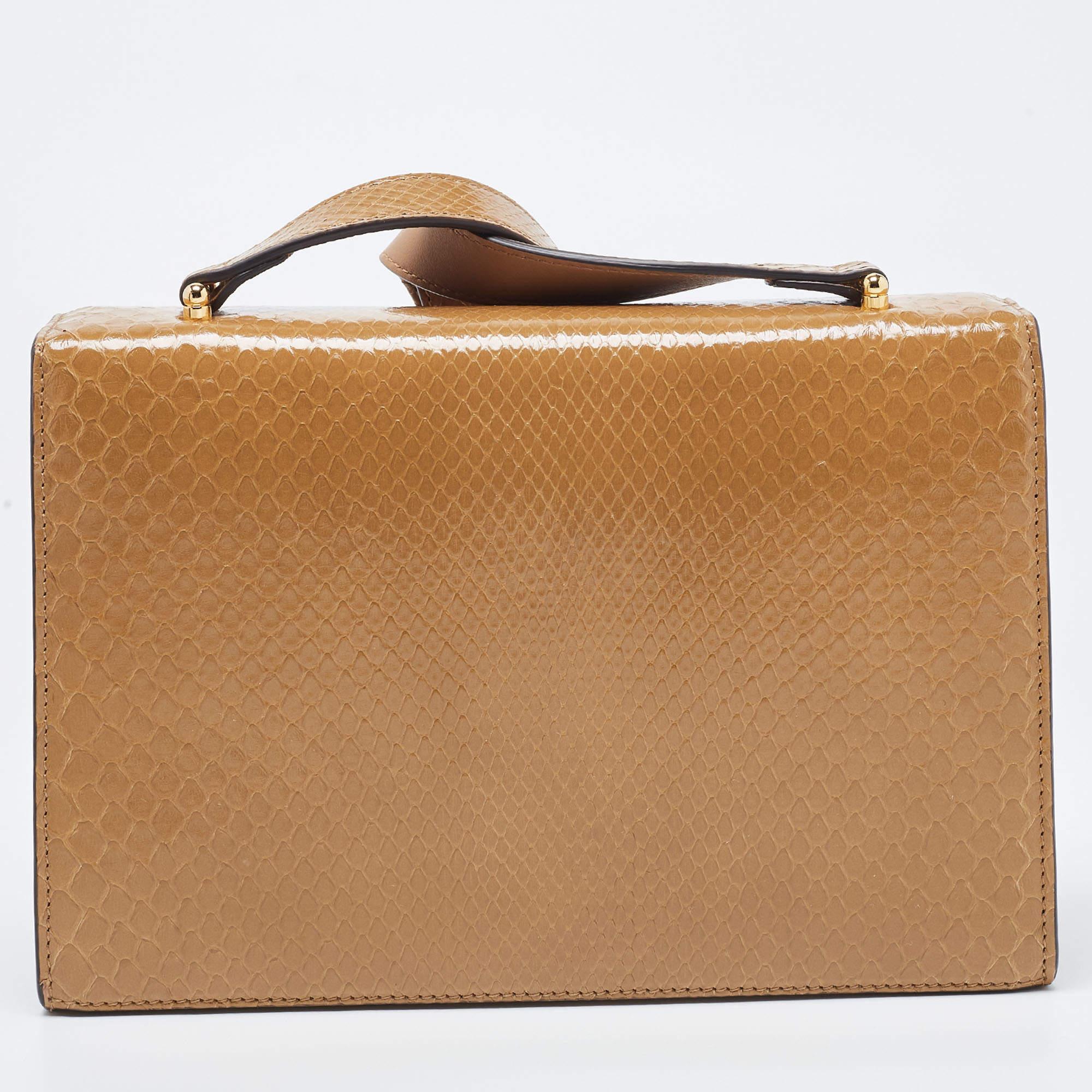 Gucci Brown Python Small Zumi Shoulder Bag For Sale 3