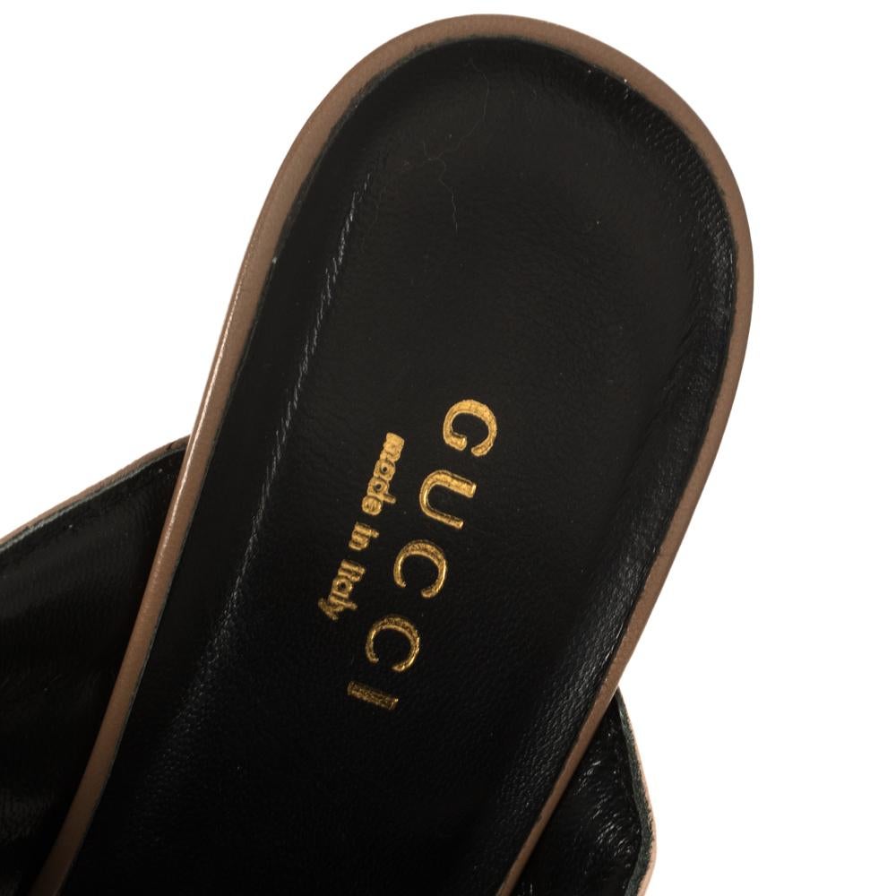 Gucci Brown Quilted Leather Criss Cross Slide Sandals Size 36.5 1