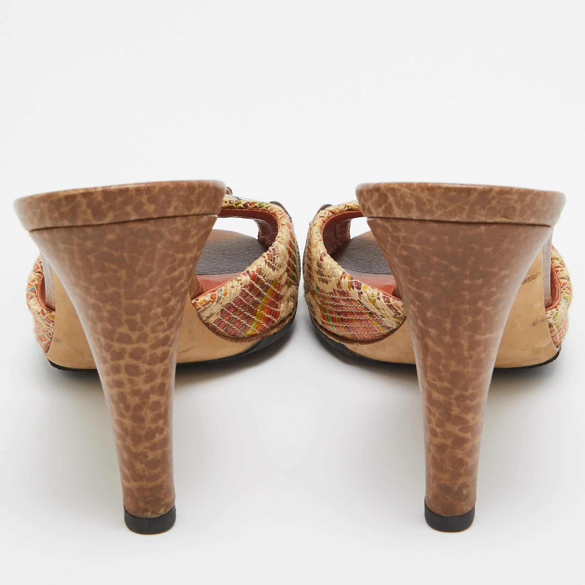 Gucci Brown Raffia  Horsebit Slide Sandals Size 37 1