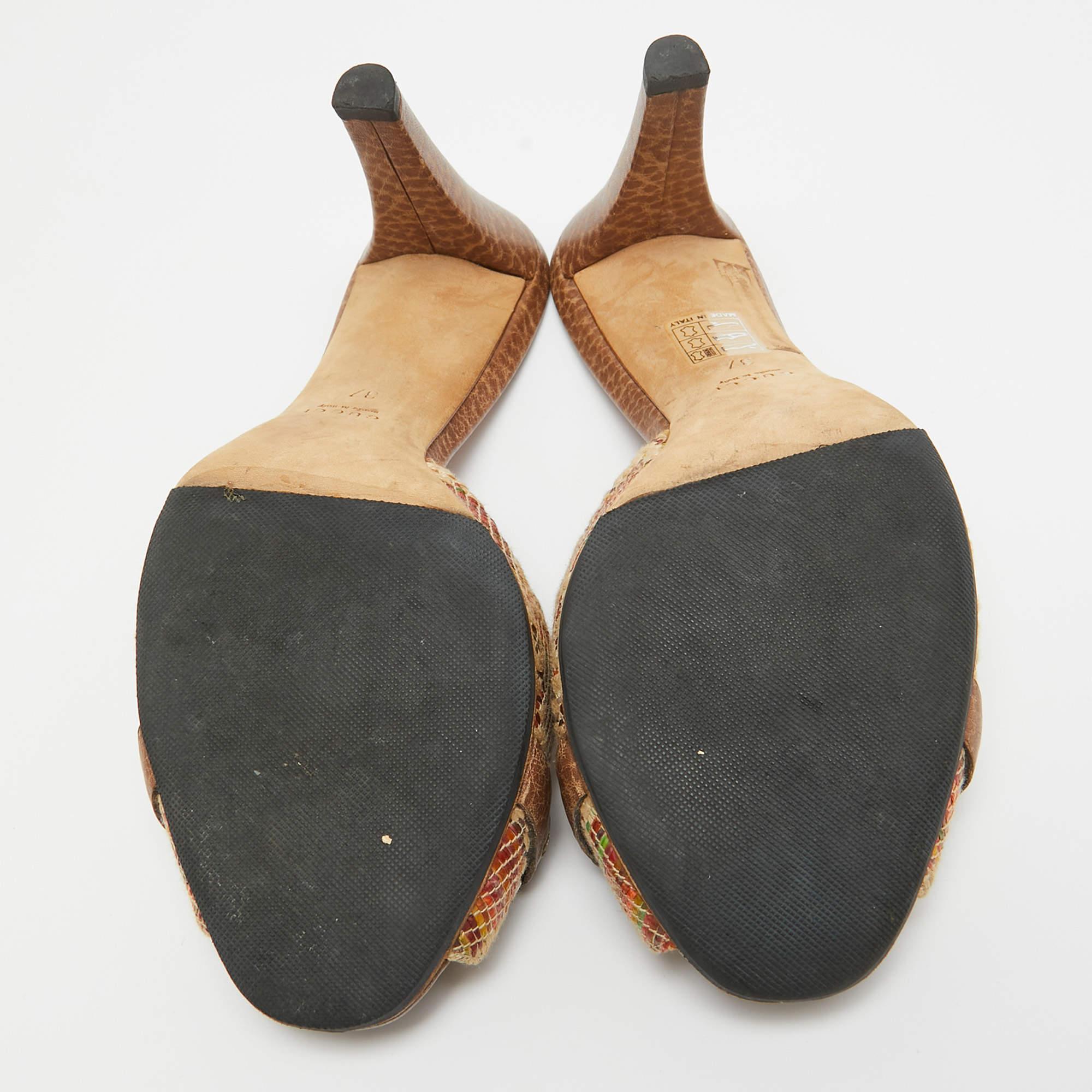Gucci Brown Raffia  Horsebit Slide Sandals Size 37 2