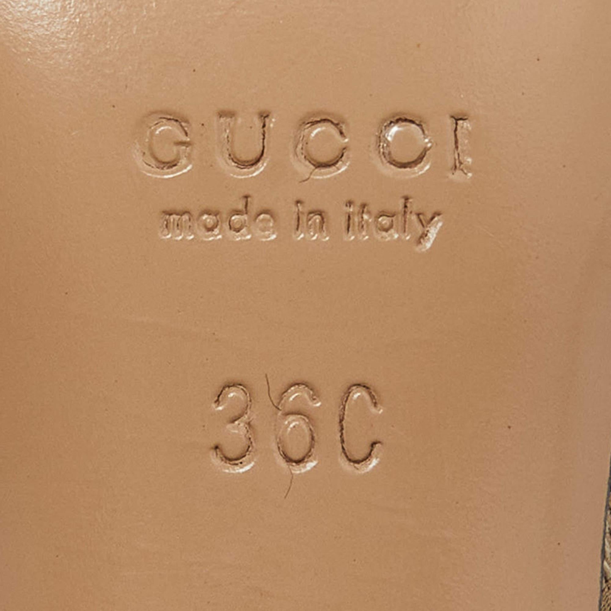 Gucci Brown/Red GG Canvas Schnalle Detail Slide Sandalen Größe 36 im Angebot 1