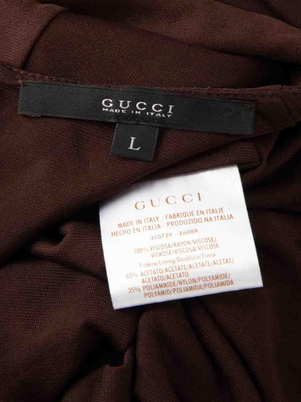 Gucci Braunes gerafftes Midikleid Größe L (Schwarz) im Angebot